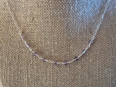 N144 - Amethyst and Sterling Silver Necklace (16.25 to 18 inches long) - image3